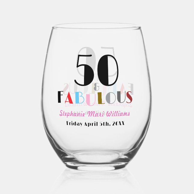 Vaso De Vino 50 and Fabulous Bold Art Deco 50th Birthday Party (Anverso)