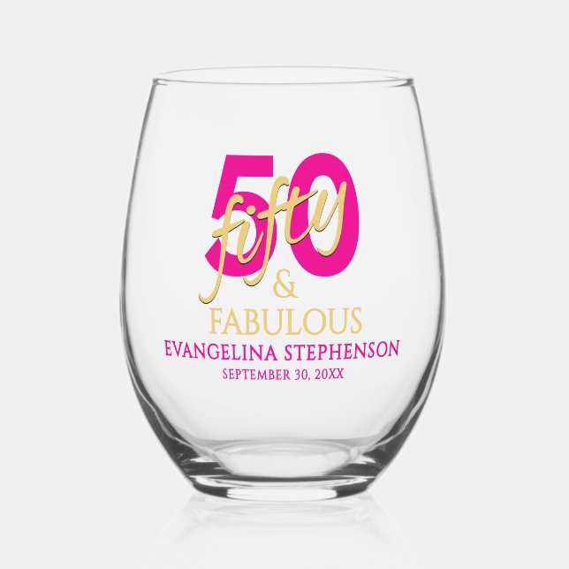 Vaso De Vino 50 and Fabulous Fiftieth Birthday (Anverso)