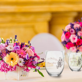 Vaso De Vino 50 aniversario florecido - personalizado