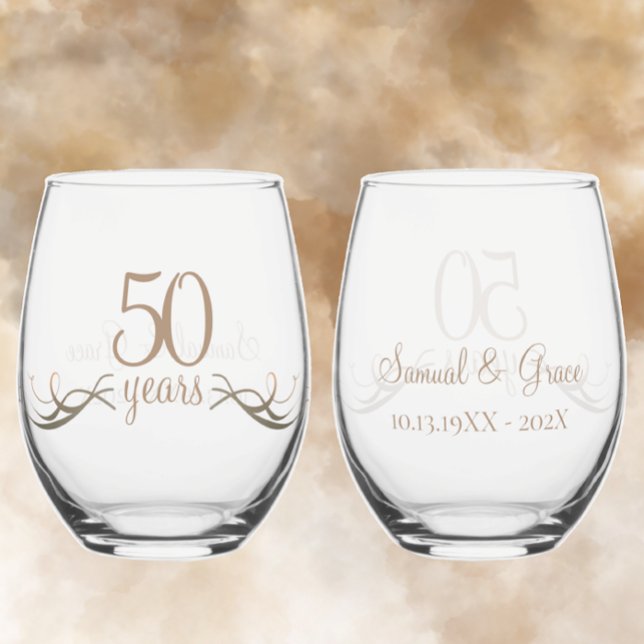 Vaso De Vino 50 Aniversario personalizado Mantener regalo Perso (Personalize with couples names and date creating a unique custom 50th anniversary keepsake gift 
)