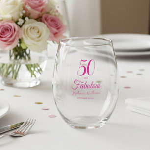 Vaso De Vino 50 y fabuloso nombre fecha fiesta de cumpleaños nú