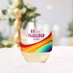 Vaso De Vino 50 y fabuloso Personalizado arcoiris 50 cumpleaños