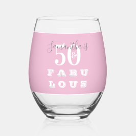 Vaso De Vino 50th Birthday 50 fabulous Pink Gray Personalized