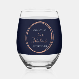 Vaso De Vino 50th Birthday Navy Rose Gold Birthday Party Favor