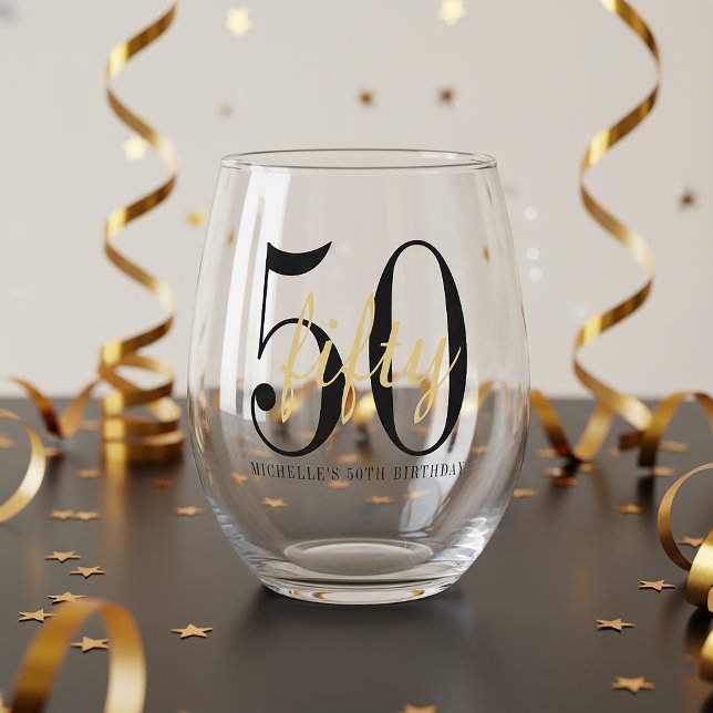 Vaso De Vino 50th Birthday Party Celebration Minimalist  (Subido por el creador)