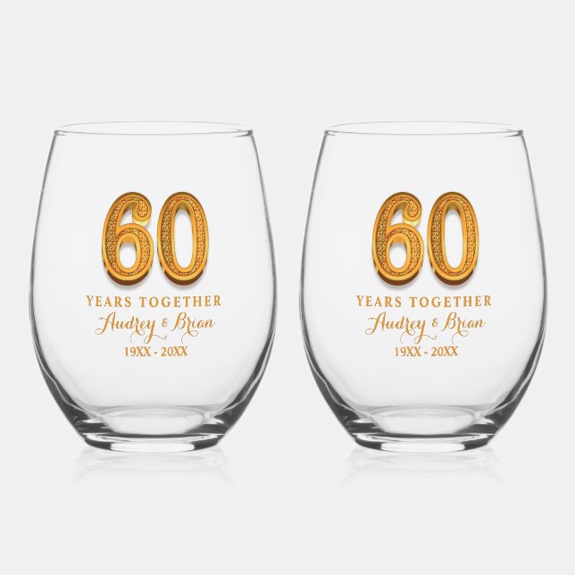 Vaso De Vino 60.º aniversario personalizado (Anverso)