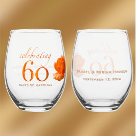 Vaso De Vino 60.º boda personalizar rosa de melocotón