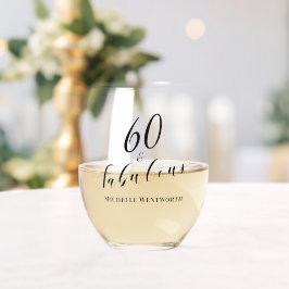 Vaso De Vino 60 y Fabuloso Cumpleaños Sesentavo Elegante Escrit