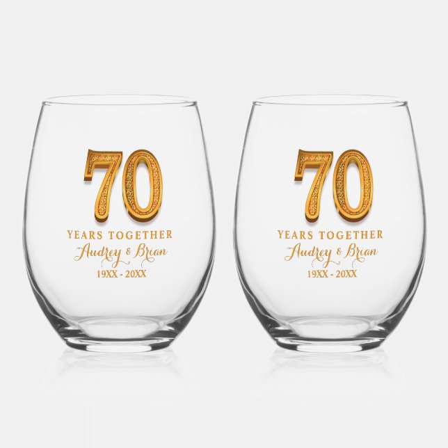 Vaso De Vino 70.º aniversario personalizado (Anverso)