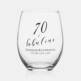 Vaso De Vino 70 and Fabulous Seventy Birthday Elegant Script