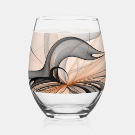 Vaso De Vino Abstract Anthracite Gray Sienna Modern Fractal Art