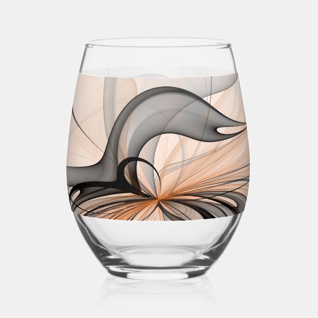 Vaso De Vino Abstract Anthracite Gray Sienna Modern Fractal Art (Anverso)