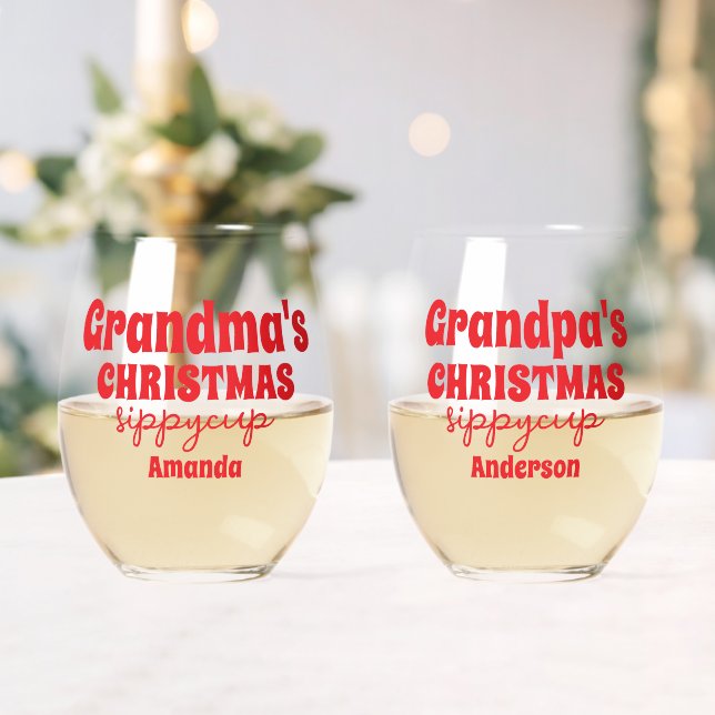 Vaso De Vino Abuela y Navidades de abuelo personalizados (Insitu (Boda))