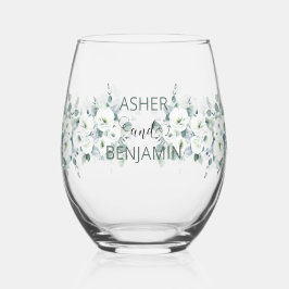 Vaso De Vino acuarela de lujo Botanic Ivy Spring Boda