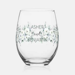Vaso De Vino acuarela de lujo Botanic Ivy Spring Boda