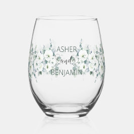 Vaso De Vino acuarela de lujo Botanic Ivy Spring Boda
