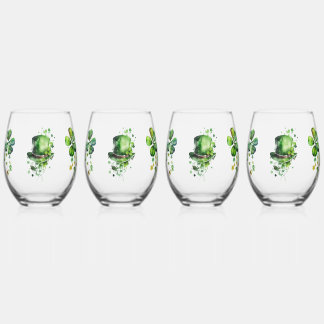 Vaso De Vino ☘️ acuarela St. Patrick's Day Clovers & Gorra