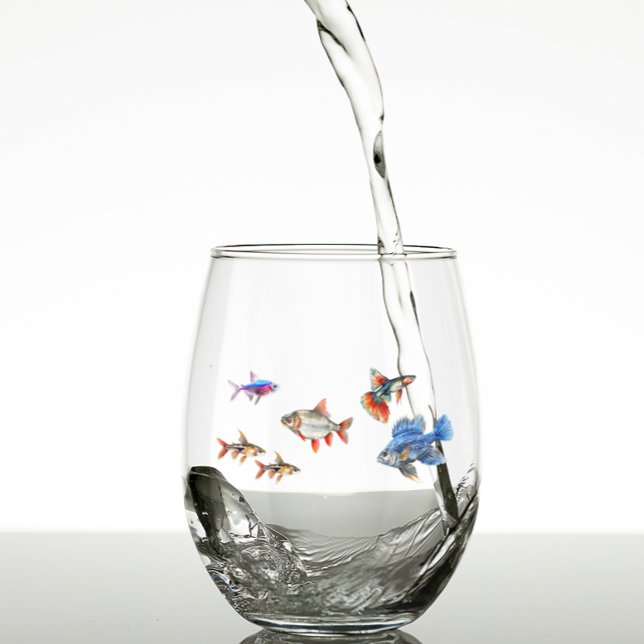 Vaso De Vino Acuario Cute Funny de Pescado Tropical (Subido por el creador)