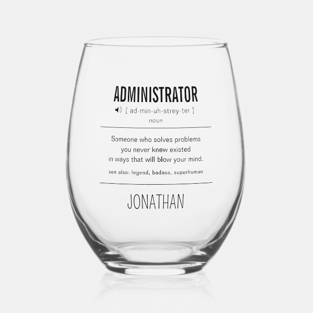 Vaso De Vino Administrador Personalizado Divertido (Anverso)