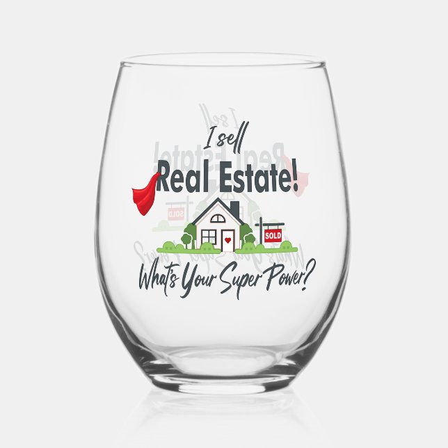 Vaso De Vino Agente inmobiliario, superhéroe de realtor (Anverso)