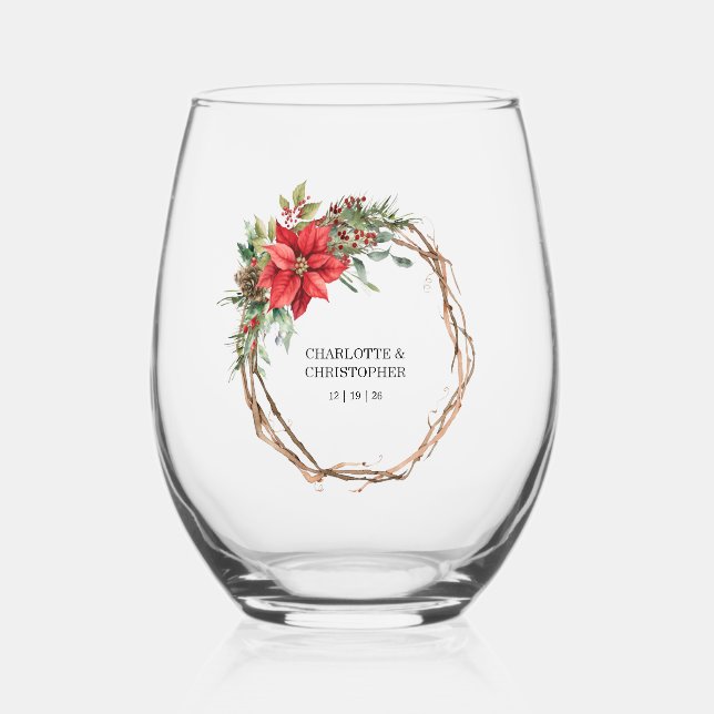 Vaso De Vino Agua de invierno de Poinsettia de navidades (Anverso)