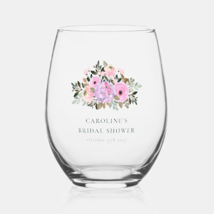 Vaso De Vino Aguada floral de lavanda para ducha de novia perso