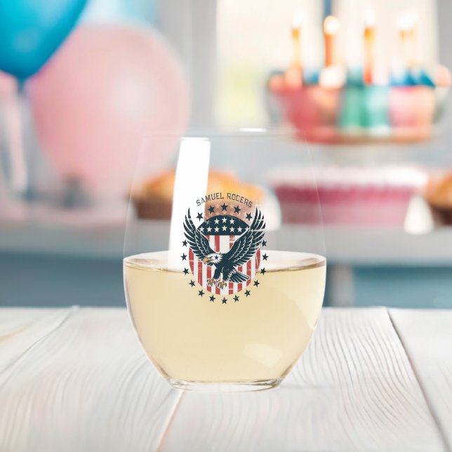 Vaso De Vino Águila Americana Retro (Insitu (Baby Shower))