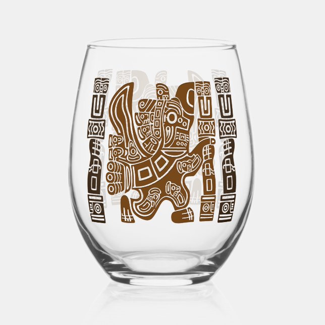 Vaso De Vino Águila azteca guerrera arte tribal antiguo (Anverso)