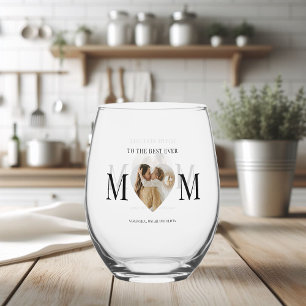 Vaso De Vino Al mejor corazón fotográfico de mamá
