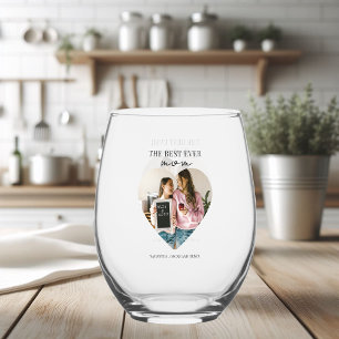 Vaso De Vino Al mejor corazón fotográfico de mamá de todos los