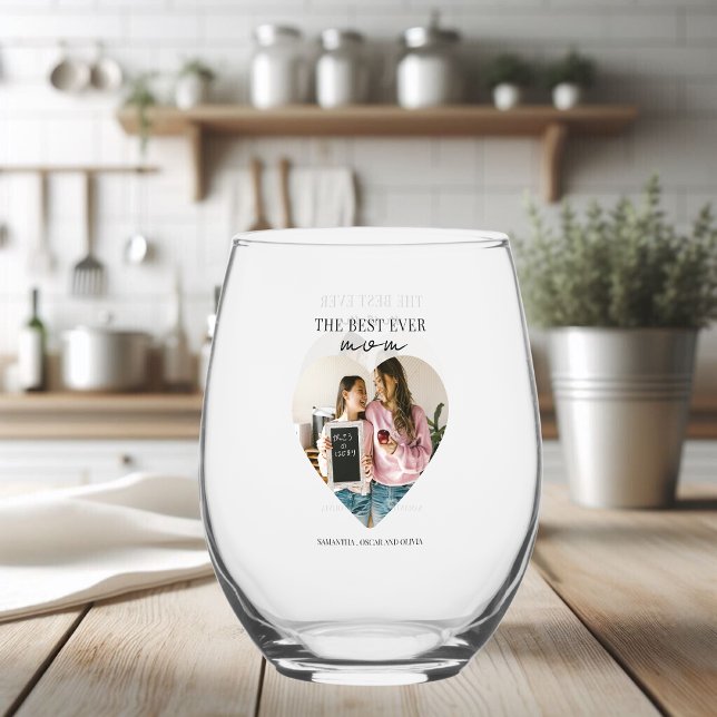 Vaso De Vino Al mejor corazón fotográfico de mamá de todos los  (Subido por el creador)