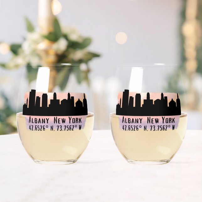 Vaso De Vino Albany NY City Skyline Beer (Insitu (Boda))