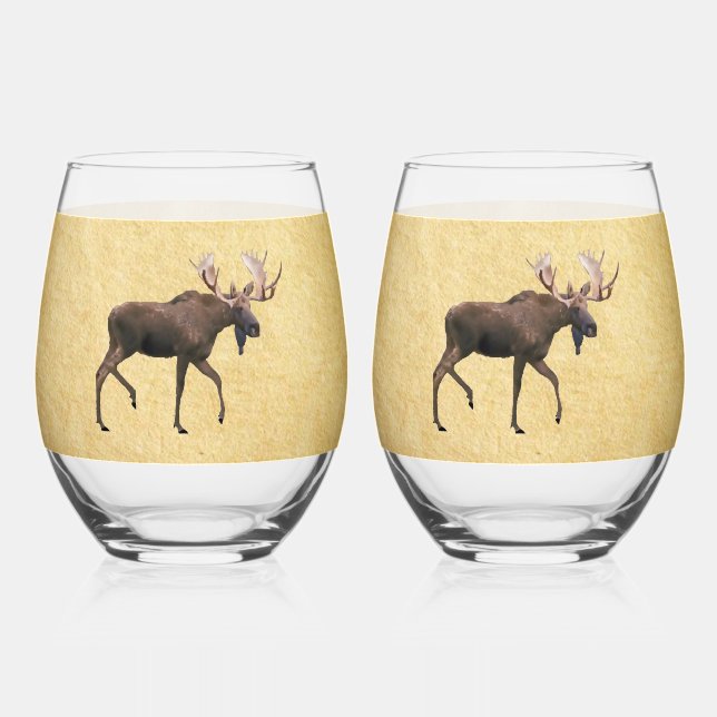 Vaso De Vino Alce De Toro Sobre Papel Antiguo (Anverso)