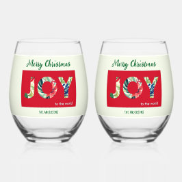 Vaso De Vino Alegría Al Mundo Fest Personalizado De Navidad