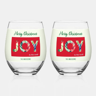 Vaso De Vino Alegría Al Mundo Fest Personalizado De Navidad