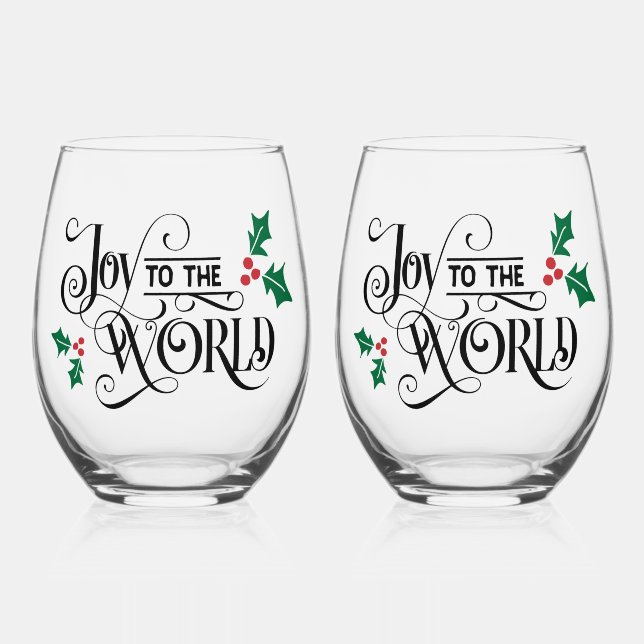 Vaso De Vino Alegría Al Regalo De Los Navidades Del Mundo (Anverso)