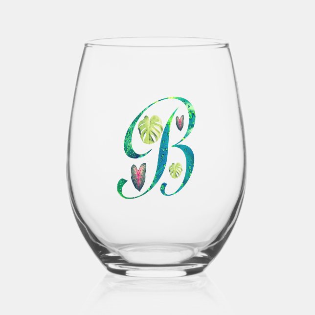 Vaso De Vino Alfabeto B de monstera (Anverso)