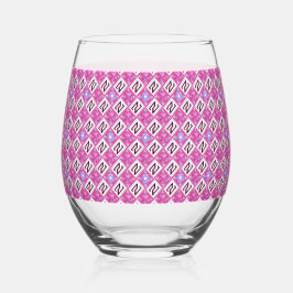 Vaso De Vino Alfabeto geométrico rosa chic inicial N