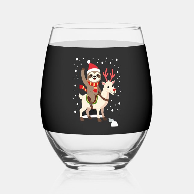 Vaso De Vino Alpaca Sloth Christmas (1) (Anverso)