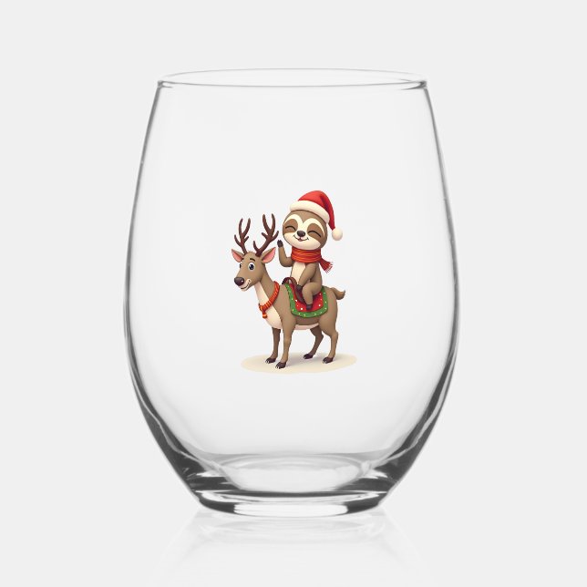 Vaso De Vino Alpaca Sloth Christmas (1) (Anverso)