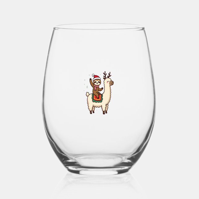 Vaso De Vino Alpaca Sloth Christmas (2) (Anverso)