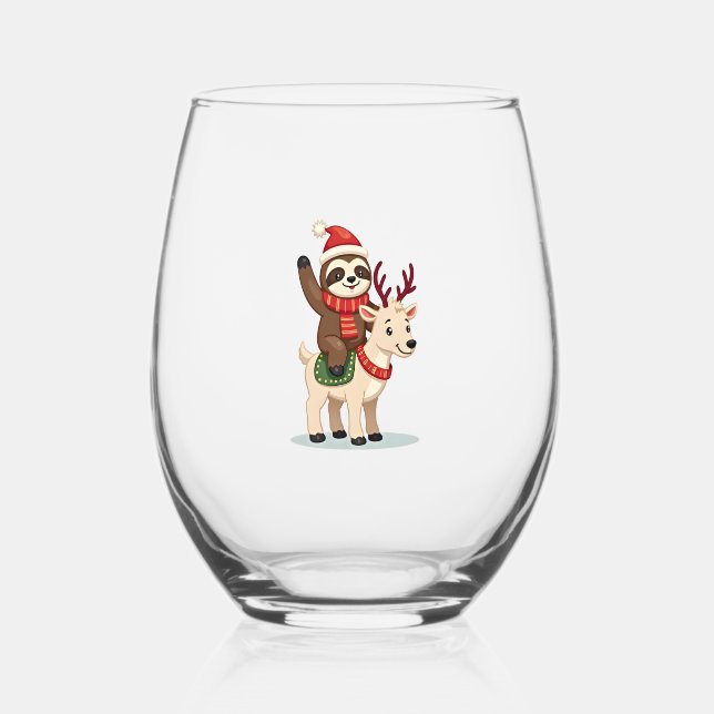 Vaso De Vino Alpaca Sloth Christmas (2) (Anverso)