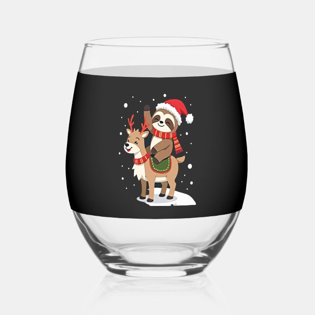 Vaso De Vino Alpaca Sloth Christmas (2) (Anverso)