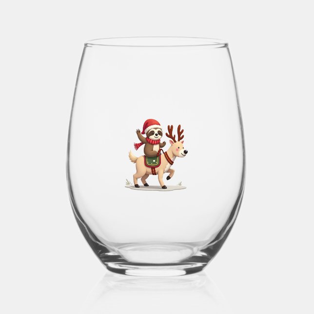 Vaso De Vino Alpaca Sloth Christmas (3) (Anverso)