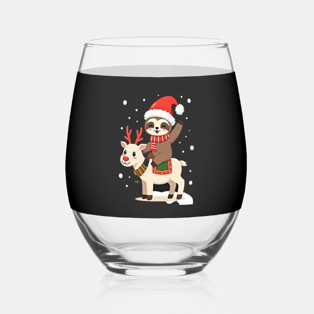 Vaso De Vino Alpaca Sloth Christmas (3) (Anverso)