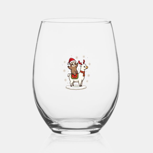 Vaso De Vino Alpaca Sloth Christmas (3) (Anverso)