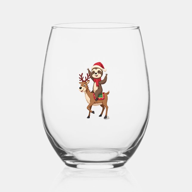 Vaso De Vino Alpaca Sloth Christmas (4) (Anverso)