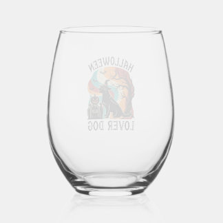 Vaso De Vino Amante de Halloween Perro Sombrero de Bruja Tumba 