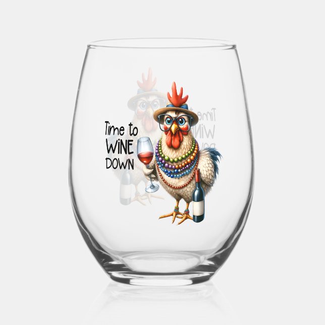Vaso De Vino Amante del vino divertido/pollo (Anverso)