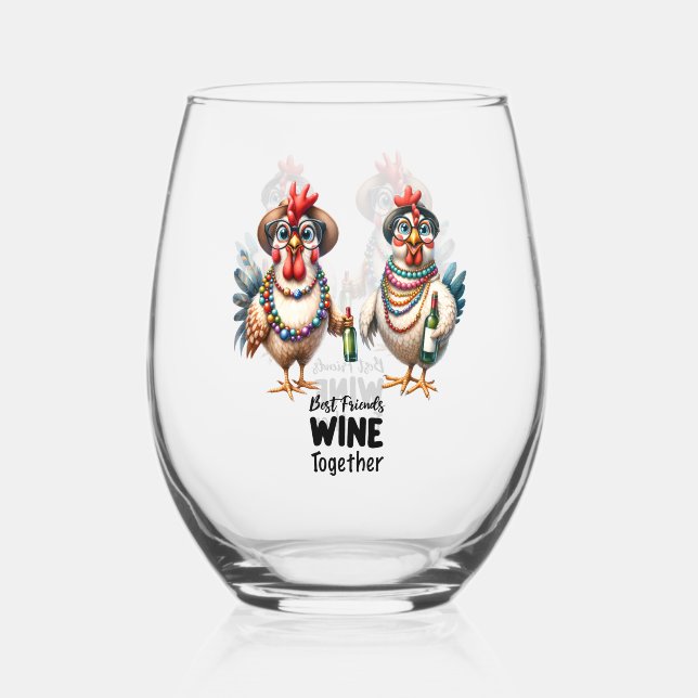 Vaso De Vino Amante del vino divertido/pollo (Anverso)